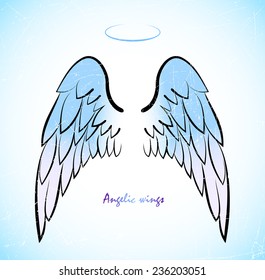 Vector sketch of two big blue wings.