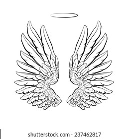 Vector sketch of two big white wings.