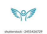 Vector sketch of two big wings logo design simple man  blue logo design