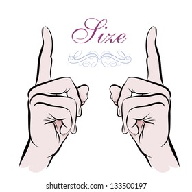 Vector sketch of two hands. Signal of two forefingers of hand.