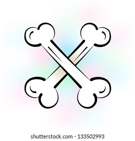 The vector sketch of two white bones, located a cross on a cross.