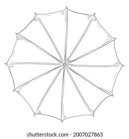 Vector Sketch Umbrella Illustration. Top View.