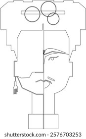 vector sketch of unique human abstract facial decoration ornament design