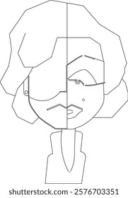 vector sketch of unique human abstract facial decoration ornament design