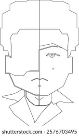 vector sketch of unique human abstract facial decoration ornament design