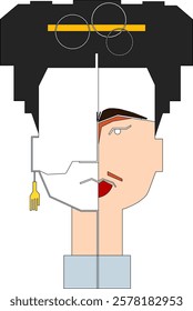 vector sketch of unique human abstract facial decoration ornament design
