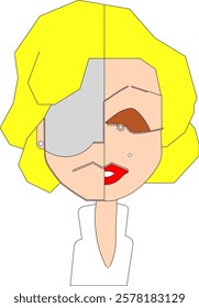 vector sketch of unique human abstract facial decoration ornament design