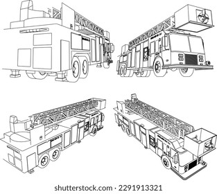 Esbozo vectorial de la ilustración del motor de fuego urbano