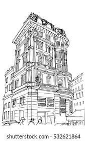 vector sketch of urban scene in Rome. Italy.