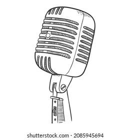 Vector Sketch Variety Microphone. Music Performance Icon