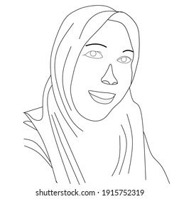 vector sketch of veiled woman's face
