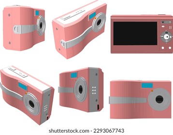 Vector sketch of vintage digital camera illustration