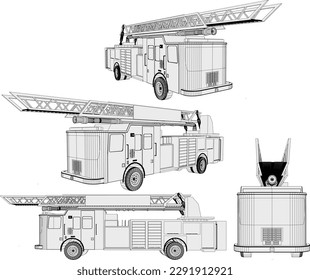 Esbozo vectorial de la ilustración del motor de fuego vintage
