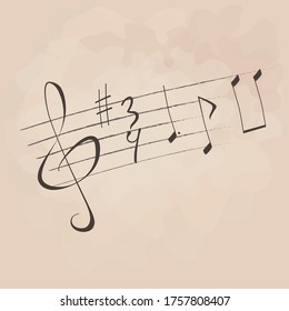 Vector sketch of vintage musical notes