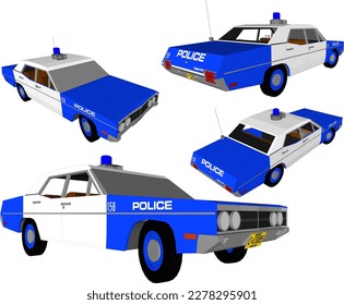 Vector sketch of vintage police car illustration
