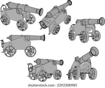 Vector sketch of vintage war cannon canon illustration