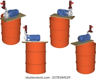 vector sketch of a water pump design on a barrel