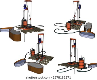 vector sketch of Water Well Drilling Machine design for digging clean water sources in the ground