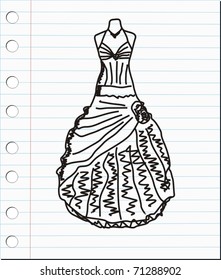 vector sketch of wedding dress