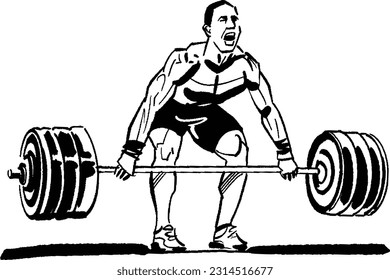 vector sketch of the weightlifter doing snatch 