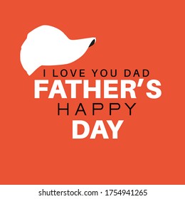 Vector sketch of white hat on orange background. Dad, I love you. Happy Father's Day.Vector illustration.