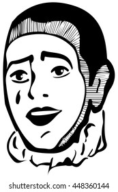 vector sketch white mime smiling