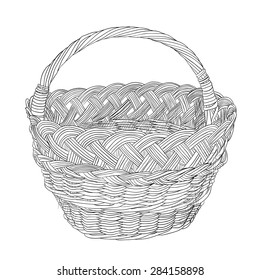 Vector sketch of wicker basket. Hand draw illustration.