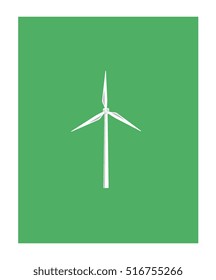 Vector sketch of a wind turbine on a green background