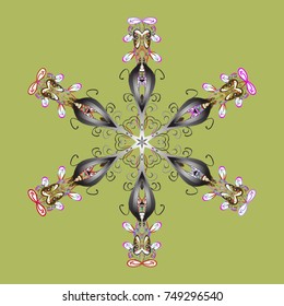 Vector sketch. Winter doodles hand drawn snowflake. Cute, simple vector snowflakes for postcard and poster graphic design for textile, wrapping paper, hand drawn style christmas winter backgrounds.