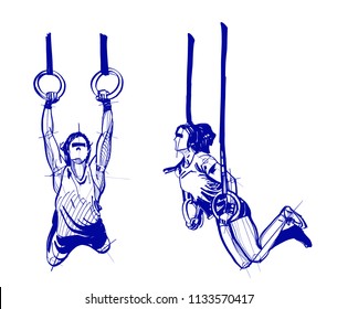 vector sketch the woman doing gymnastic exercise