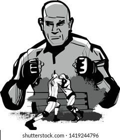 the vector sketch of wrestling athlete