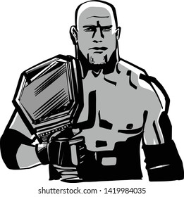 the vector sketch of wrestling athlete