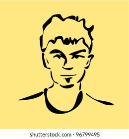 vector sketch of young man