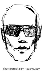 vector sketch of a young man in sunglasses