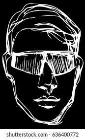  vector sketch of a young man in sunglasses