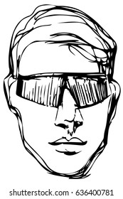  vector sketch of a young man in sunglasses