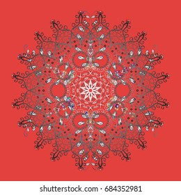 Vector sketch. Zentangle winter snowflak for Christmas, New Year. Freehand artistic ethnic illustration for adult coloring pages, art therapy, bohemian tattoo, t-shirt patterned print, posters, logo.