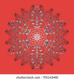 Vector sketch. Zentangle winter snowflak for Christmas, New Year. Freehand artistic ethnic illustration for adult coloring pages, art therapy, bohemian tattoo, t-shirt patterned print, posters, logo.