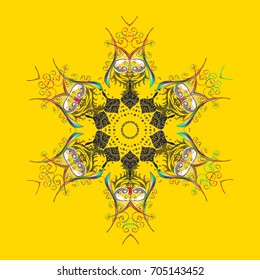Vector sketch. Zentangle winter snowflak for Christmas, New Year. Freehand artistic ethnic illustration for adult coloring pages, art therapy, bohemian tattoo, t-shirt patterned print, posters, logo.