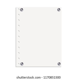 Vector Sketchbook Page, Album White Paper Background, Blank Template.