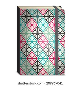 Vector sketchbook with patterned cover- realistic illustration