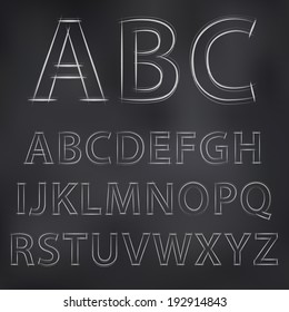 Vector sketched chalky alphabet on blackboard