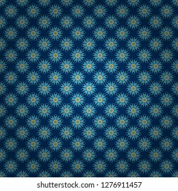 Vector sketched flower print in blue, yellow and violet colors - seamless background.