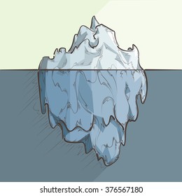 vector sketched iceberg, simple background design
