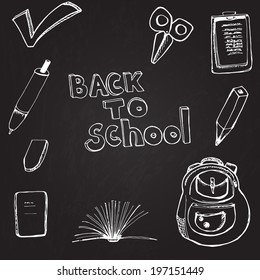 Vector sketched illustration at the blackboard background.