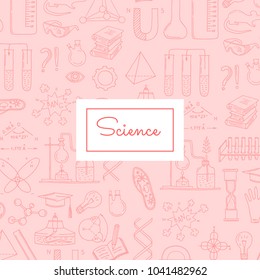 Vector sketched science or chemistry elements background with place for text illustration