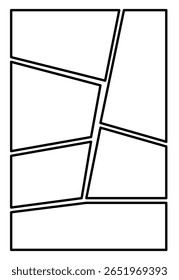 Vector for sketching in frames and panels. Comic or manga page background. Blank comic storyboard, ideal for backgrounds, design elements or educational materials.