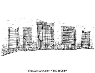 Vector sketching the green tree building