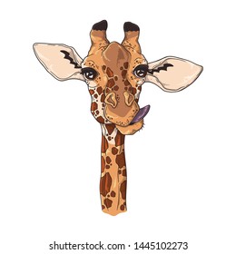 Vector sketching illustrations. Portrait of funny giraffe. Isolated objects for your design. Each object can be changed and moved.