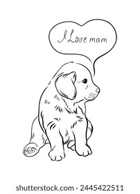 Vector sketch,tattoo,puppy that sits. Illustration for tattoo, coloring book, postcard, print, décor.